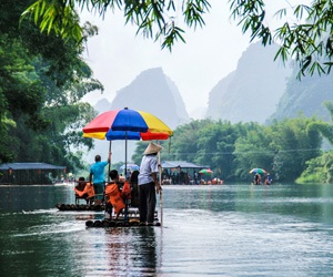 Bamboo raft in Yulong River