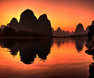 sunset in Yangshuo